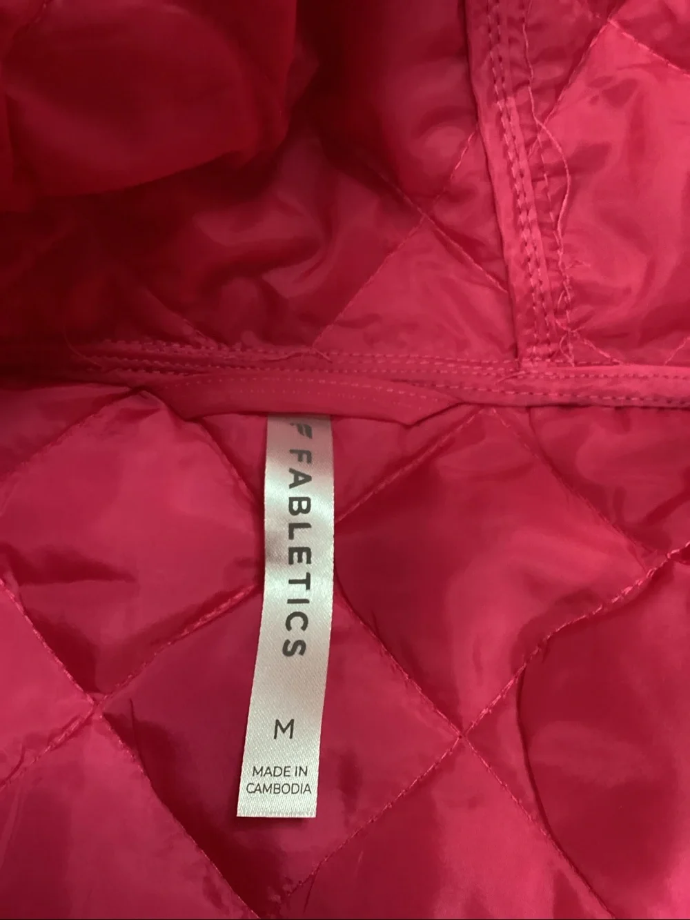 Fabletics Hot Pink Quilted Hooded Puffer Jacket